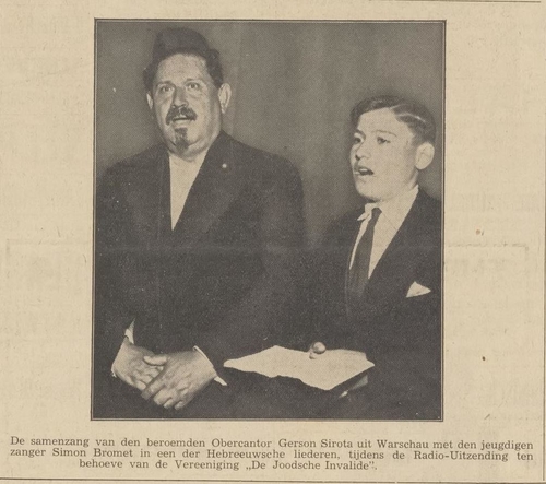 Optreden van Obercantor Sirota met Simon Bromet, bron: Centraal blad voor Israëlieten in Nederland van 07-07-1933  