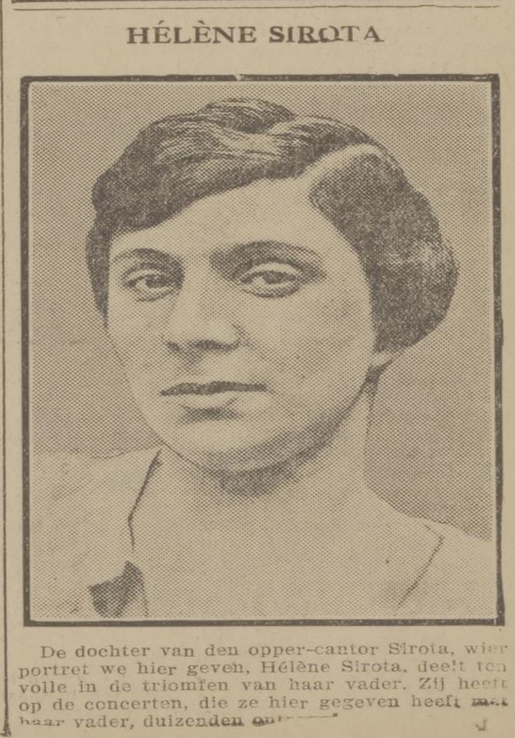 Portret van Helene Sirota, bron: de Courant van 17-07-1920  