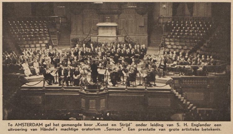 Uitvoering van ‘Samson’ door Kunst en Strijd in het Concertegebouw te Amsterdam. Bron: Wij; ons werk-ons leven, jrg 2, 1936, no 9, 03-04-1936  