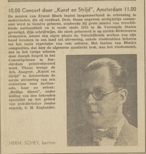 Concert “Heilige Dienst” door Kunst en Strijd: De radiogids; officieel orgaan van de Vereeniging van Arbeiders-Radio-Amateurs (VARA), jrg 14, 1940, no 21, 23-03-1940  