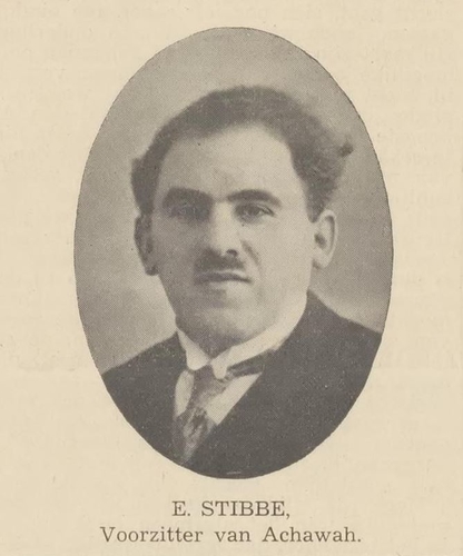 Portretfoto van Elias Stibbe, voorzitter van Achawah, bron: Centraal blad voor Israëlieten in Nederland van 26-07-1934  