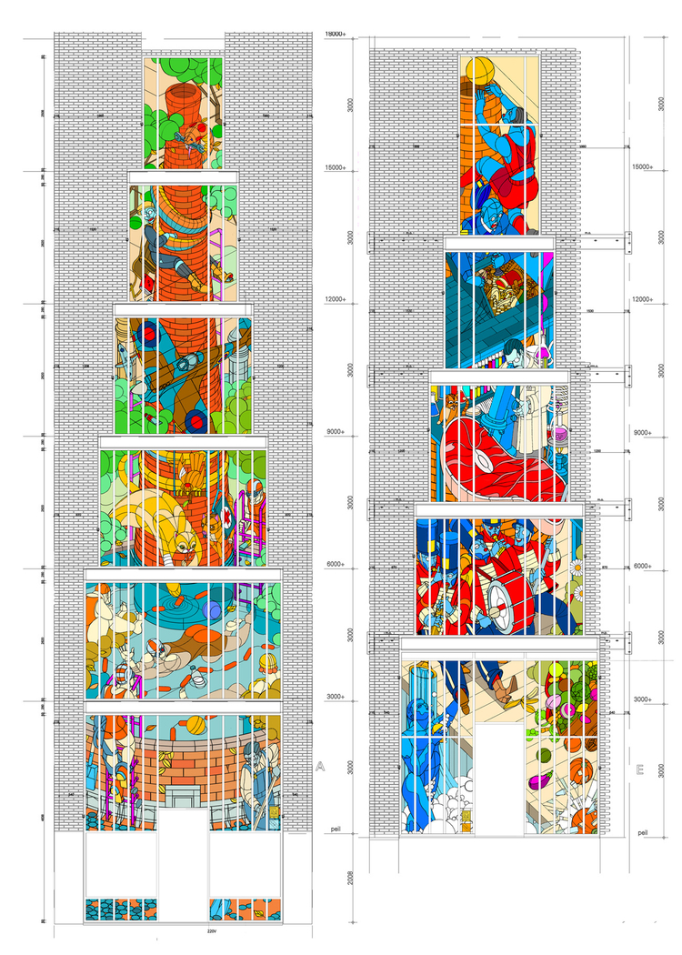 'glas-in-lood ontwerp Polderweg van kunstenaar Stefan Glerum https://geheugenvanoost.amsterdam/page/88580/polderweg-geschiedenis-in-glas-en-lood-een-ontwerp(voor Ymere)'  