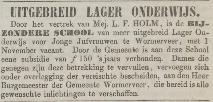 Bericht uit de Opregte Haarlemsche Courant van 11 okt 1860.  