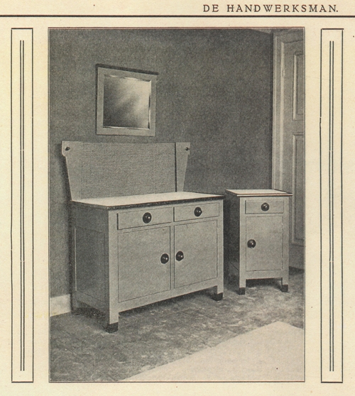 Voorbeeld (2) van meubels ontworpen door Leliman. Bron: feestnummer Handwerksman 1919.  