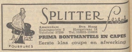Advertentie voor Splitter Frères, bron: De Tĳd: godsdienstig-staatkundig dagblad van 19-10-1941  