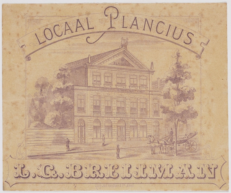 Plantage Kerklaan 41, prent van Gebouw Plancius rond 1900 uit de collectie van het SAA, los beeldmateriaal.   