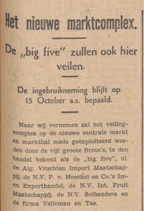 Artikel met Velleman & Tas,  één van de “Big Five”, bron: De Standaard van 12-06-1934  