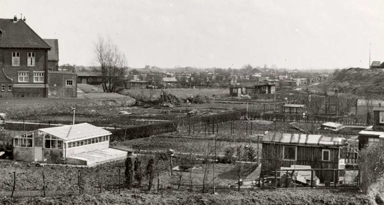 Volkstuinenpark Linnaeus-233645752.jpg Ooster Ringdijk - ± 1950 . Links is nog een gedeelte te zien van de voormalige Watergraafsmeerse Gasfabriek die in 1930 is opgeheven al bleef de woning nog een aantal jaren staan.. Foto: Beeldbank Amsterdam  