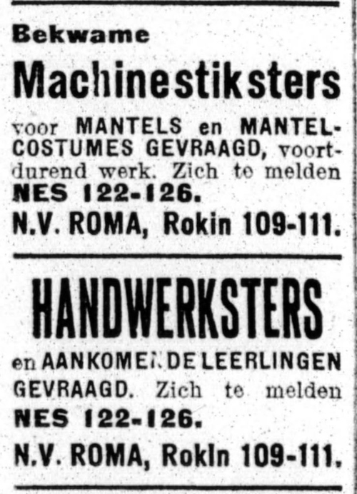 Adv. voor de N.V. Roma in Het Volk: dagblad voor de arbeiderspartĳ van  18-03-1924  