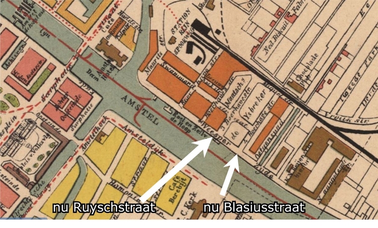 Detail Stadsplattegrond 1883. Bron: Historische plattegronden Amsterdam  