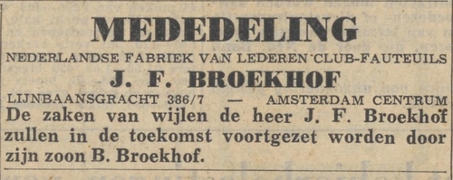 Advertentie voor Broekhof in Het Parool van 25-08-1950  