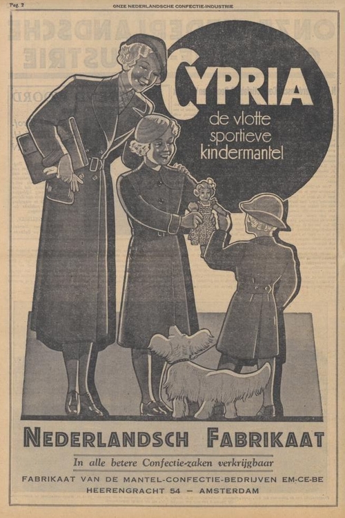 Advertentie van kleding uit de ateliers van Em-Ce-Be, bron: De standaard van 14-12-1936  
