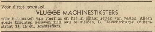 Advertentie voor de Firma Flesschedrager, bron: Het Volk van 19-12-1939  