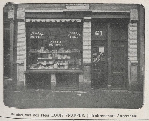 Bakkerij Snapper (2) in de Jodenbreestraat, bron: De Geïllustreerde Joodsche post, jrg 1, 1921, no 13, 31-03-1921  