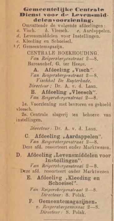 Het Centraal Magazijn, uit het adresboek van en over het jaar 1930-31. Bron: Stadsarchief Amsterdam, inv.nr. 30274.  