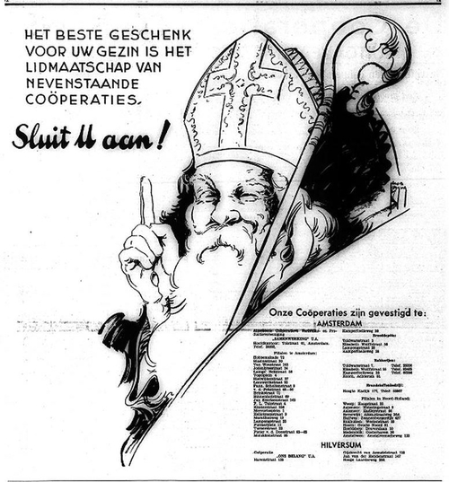 Advertentie voor De Dageraad, onze coöperaties. Bron: Het volk : dagblad voor de arbeiderspartĳ van 29-11-1932  