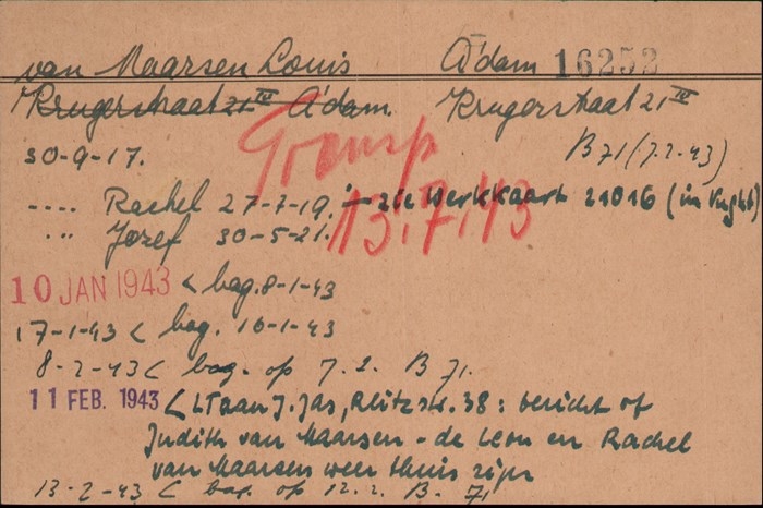 Joodse Raadkaart (2) Louis van Maarsen, bron: Arolsen Archives.   