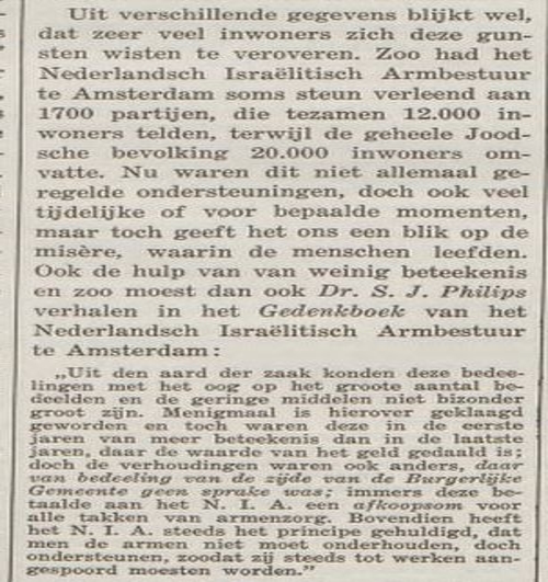 Steun vanuit het N.I. Armbestuur. Bron: Weekblad van den Algemeenen Nederlandschen Diamantbewerkersbond, jrg 37, 1931, no 23, 05-06-1931  