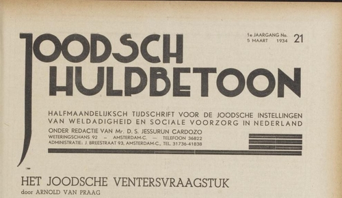 Over het rapport inzake het Ventersvraagstuk, bron: Joodsch hulpbetoon; halfmaandelijks tijdschrift voor de joodse instellingen van weldadigheid en sociale voorzorg in Nederland, jrg 1, 1934, no 21, 05-03-1934  