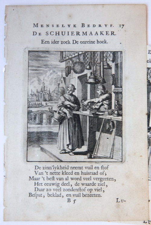 Schuiermaker, prent van Jan Luyken, bron: antiquariaat Arine van der Steur.  