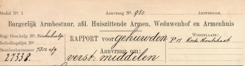 Steun HZA 1915, bron: Dossier Gemeentelijk Bureau voor Maatschappelijke Steun, SAA.   