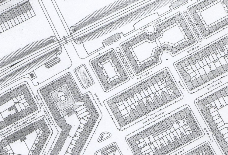 Kaart van de omgeving Spitskopstraat en Retiefstraat, bron: SAA DOW L6  