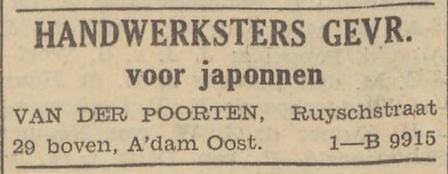 Advertentie van Mozes van der Poorten, bron: De Tijd van 27 september 1938  