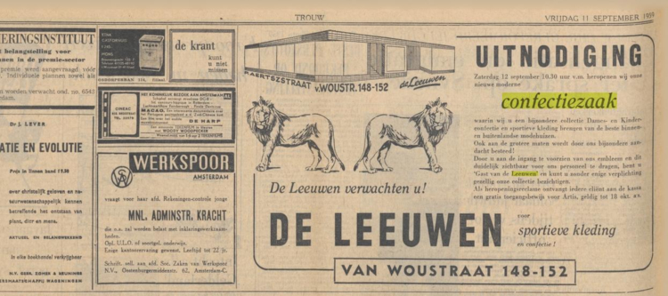 Opening 'De Leeuwen' 11-9-1959 Trouw  