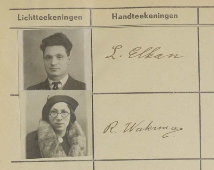 Pasfoto’s (lichttekeningen) van Lodewijk Elkan en Rachel Elkan – Waterman, bron: Felixarchief.  