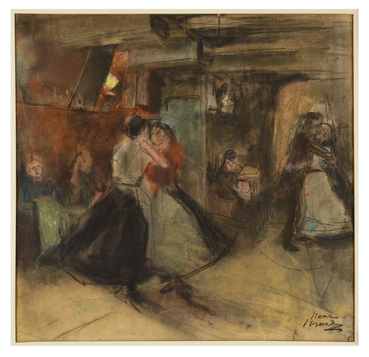 Beelbank vrij/ dansende vrouwen in 1892/ Israels L  