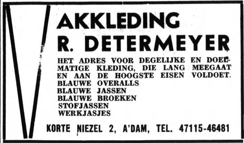 Advertentie voor de firma Determeyer, bron: het Volk van 12 april 1940  