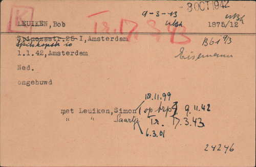 Joodse Raadkaart van Bob Leuijken, bron: Arolsen Archives  