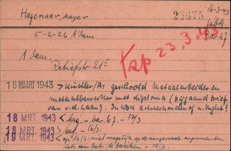 Joodse Raadkaart 2 van Meijer Hagenaar, bron: Arolsen Archives  