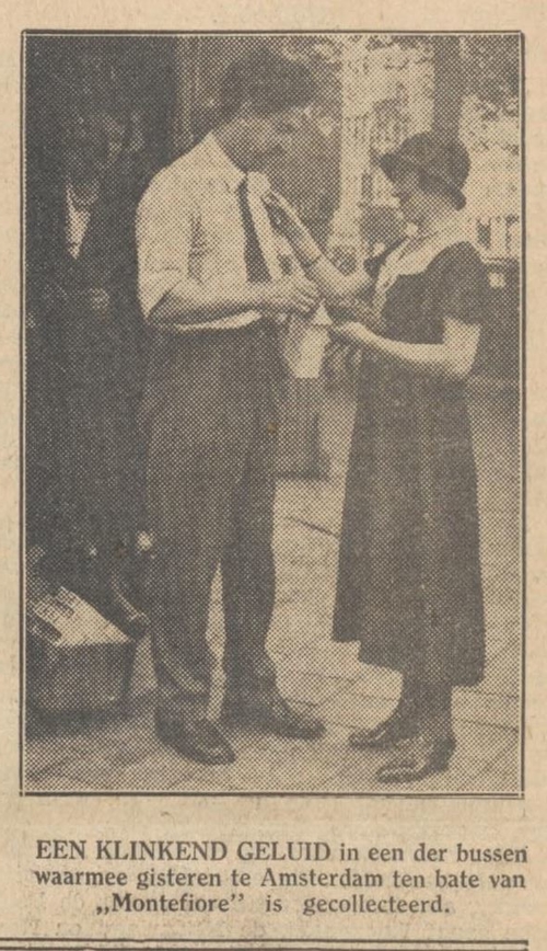 Afbeelding van een collecte voor Montefiore in 1933, bron: het Alg. Hand. van 7 juni 1933  