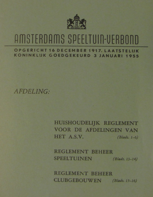 Boekje van het  Amsterdams Speeltuin-Verbond. Bron: SAA, inv.nr. 15009 -14907 / Klein Materiaal U 2803  