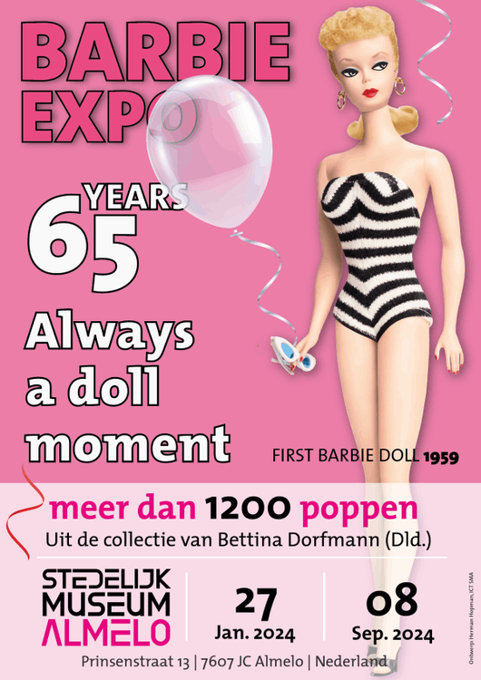 Barbie-expo tot september 2024 in Almelo  