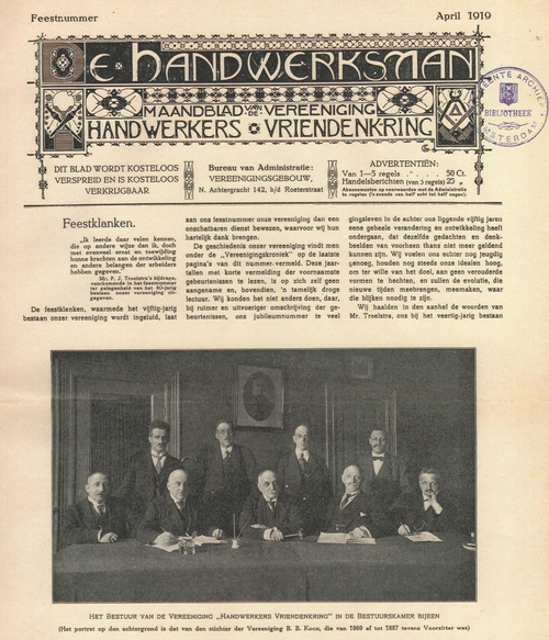 100 HWV 50 jaar 1919 met in het bestuur de heer Samuel Hartog  