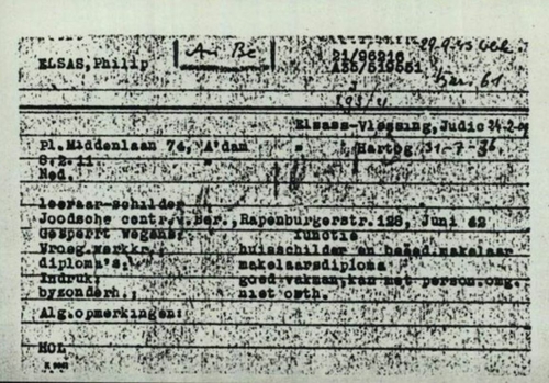 Kopie van de Joodse Raadkaart van Philip Elsas, bron: Oorlogsbronnen.nl   