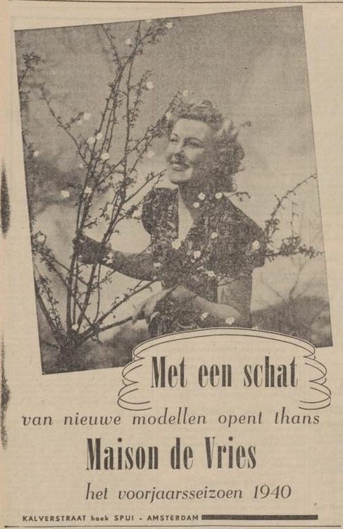 Advertentie van Maison de Vries, bron: Gooi en Eemlander van 19 maart 1940  