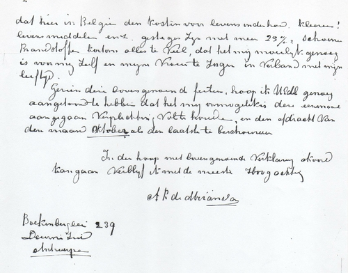 Laatste deel van de brief van Abr. Rodrigues de Miranda met ondertekening van 25 aug. 1937. Bron: dossier Maatschappelijke Steun H. Schnitseler  