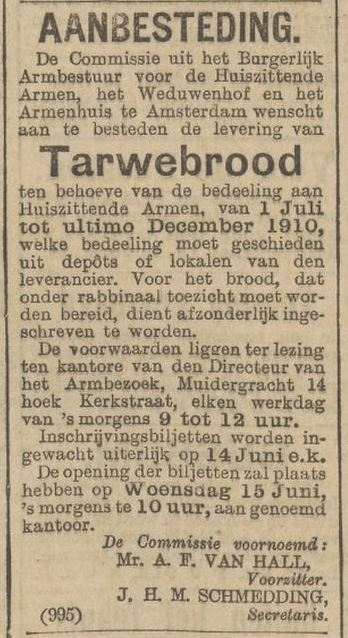 Artikel over Huizittende Armen, bron: Nieuws v.d. Dag, kleine crt. van 24 mei 1905  