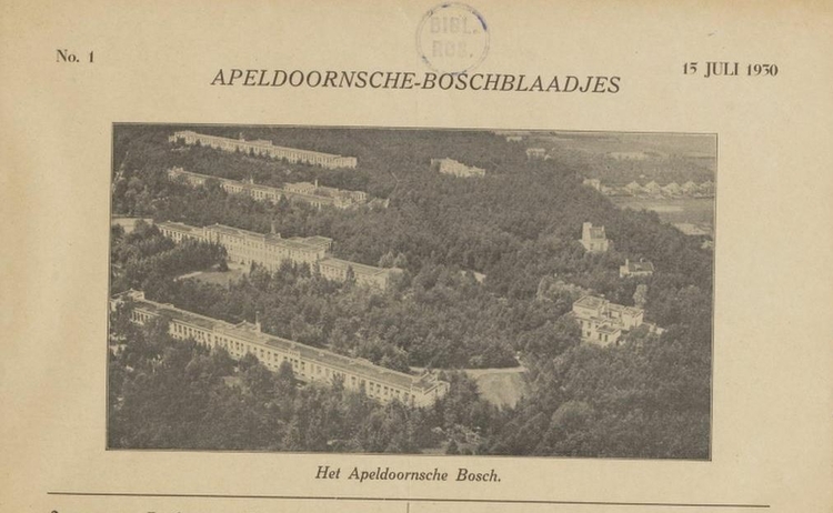 Luchtfoto van Het Apeldoornsche Bosch uit het jaar 1930, bron: Apeldoornsche Bosch-blaadjes  