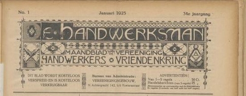  Kop van het tijdschrift van de HWV, De Handwerksman van jan. 1925  