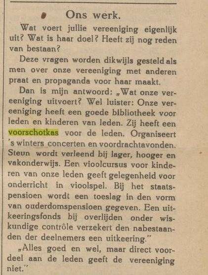 Stukje uit een artikel met ondermeer ‘De Voorschotkas’, bron: De Handwerksman van jan. 1925  