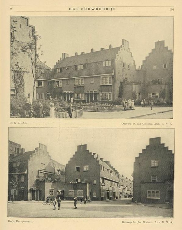 Afbeeldingen Kraaipanstraat 1924, bron: Het Bouwbedrijf, maandblad voor bouwkunde, techniek en handel, jrg 1, 1924, no. 3   