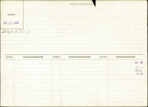 Marktkaart (achter) van Levie Mauw tot 1944, bron: indexen SAA  