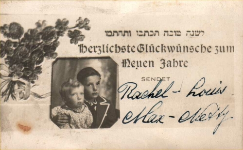 Nieuwjaarswens van het gezin Mauw, ca. 1929, bron: joodsmonument  