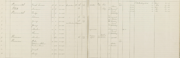 Overgenomen Delen m.b.t. het tweede gezin van Joseph Samson Peperwortel, bron: Indexen SAA  