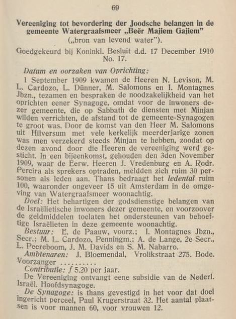 Oprichting B.M.G. Bron: Jaarboek 1913 – 1914. Uitgev. Van Creveld & Co, Amsterdam  
