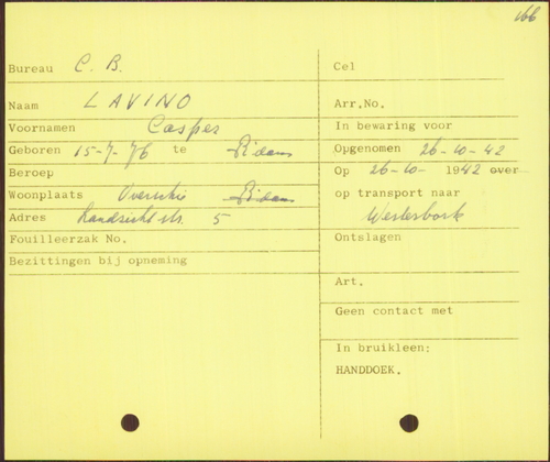 Arrestatie van Casper Lavino in Overschie op 26 oktober 1942, bron: Stadsarchief Rotterdam  